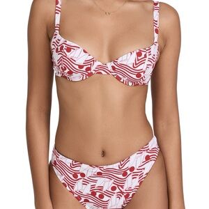 FISCH- red cherry bikini - new w tags- top large and bottoms medium
